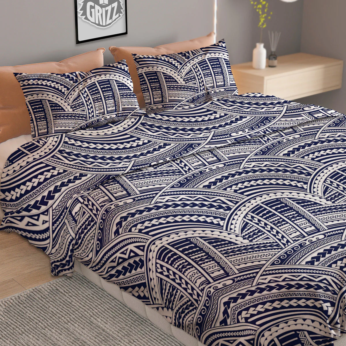 Polynesian Tattoo Blue Maori Print Duvet Cover Bedding Set - Image 2