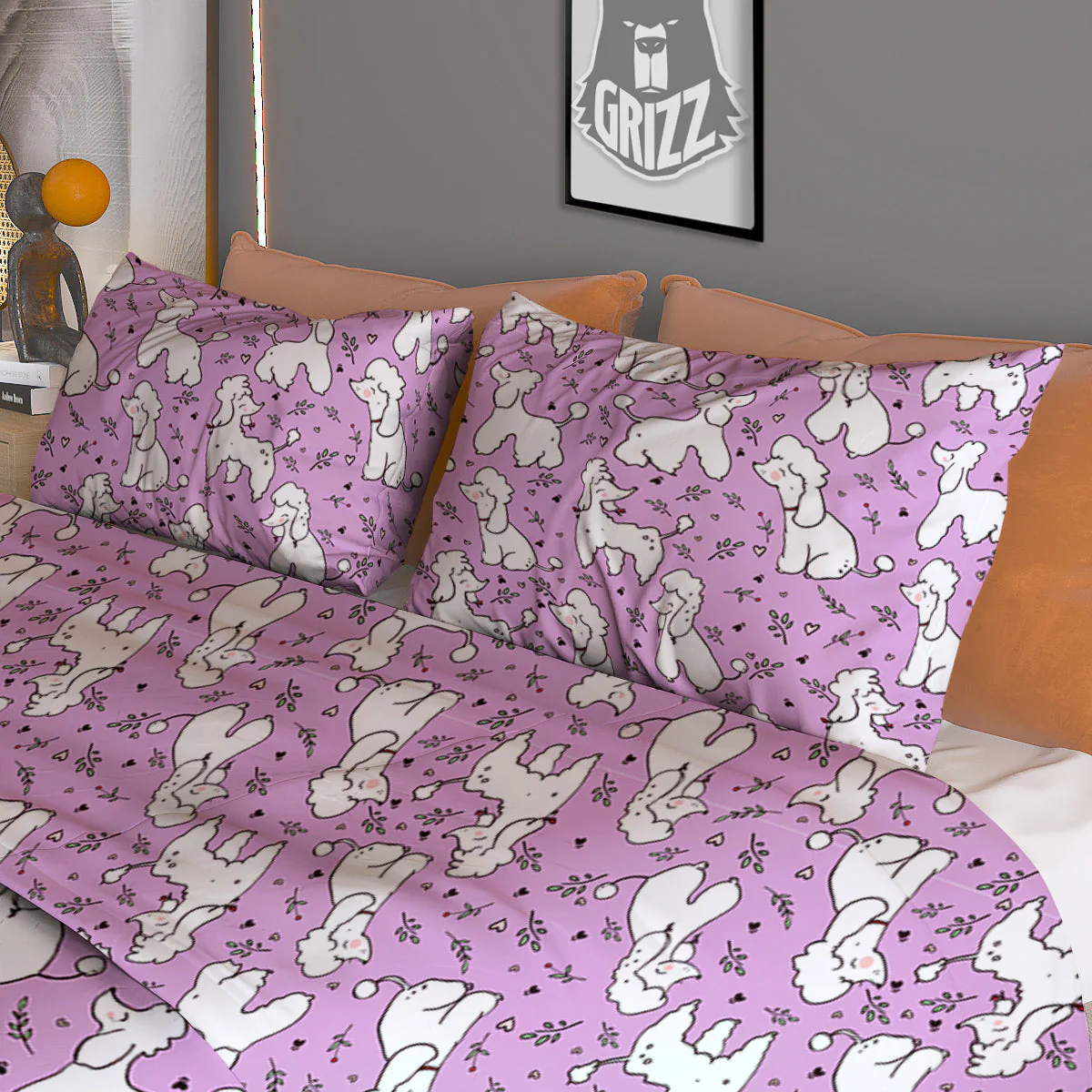 Poodle Cute Print Pattern Duvet Cover Bedding Set - Image 3