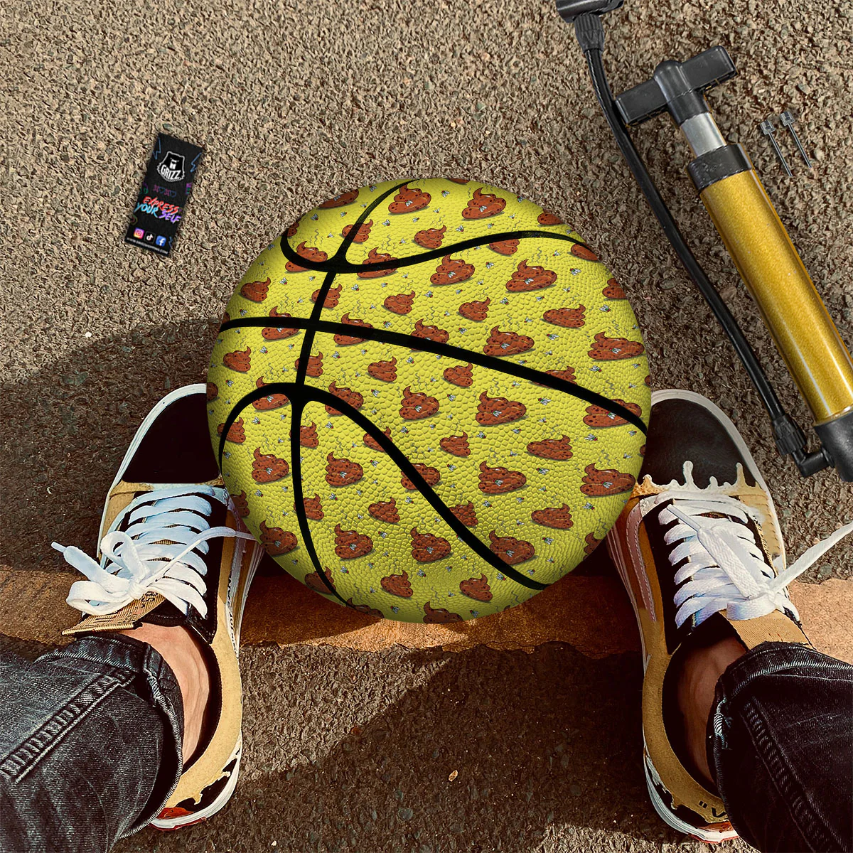 Poop Brown Print Pattern Basketball - Image 2