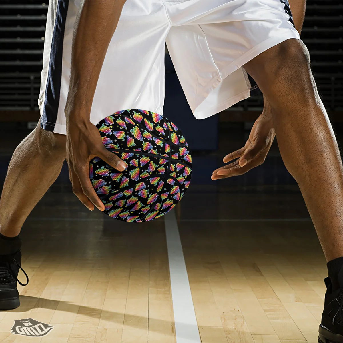 Poop Rainbow Cute Print Pattern Basketball - Image 3