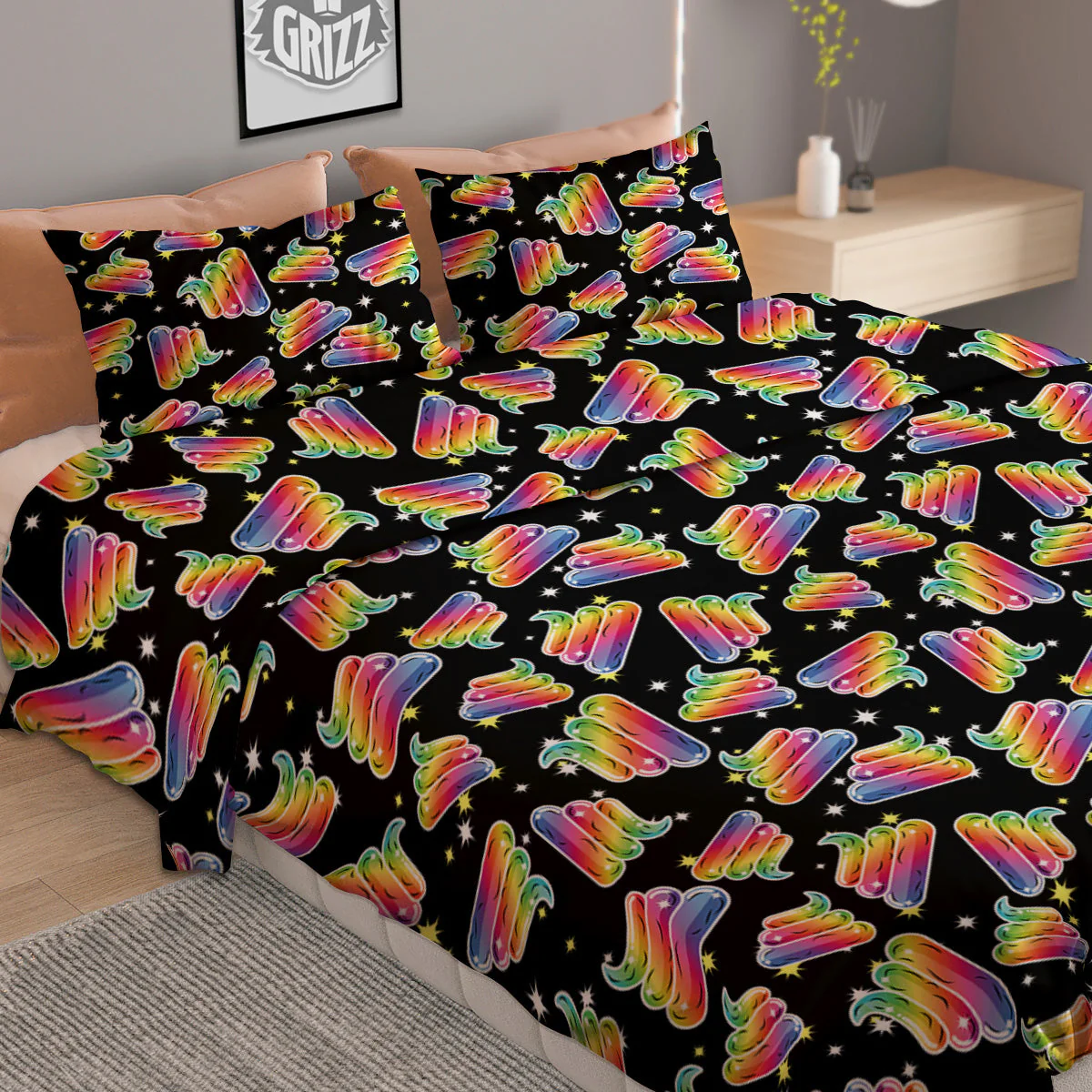 Poop Rainbow Cute Print Pattern Duvet Cover Bedding Set - Image 2