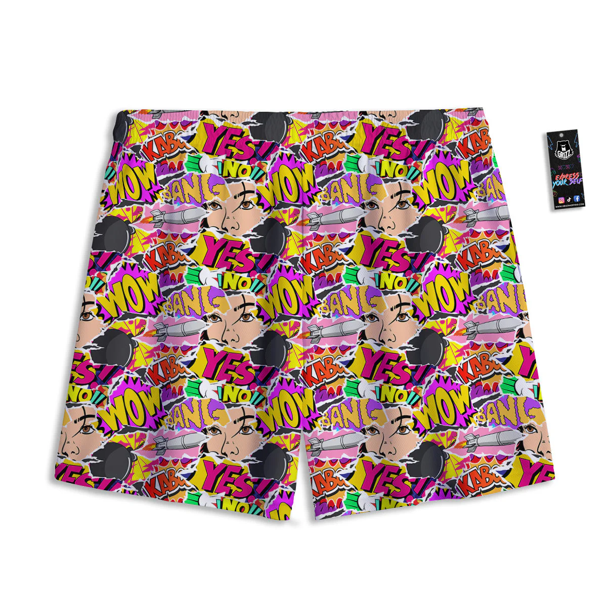 Pop Art Comics Print Pattern Mesh Shorts - Image 2
