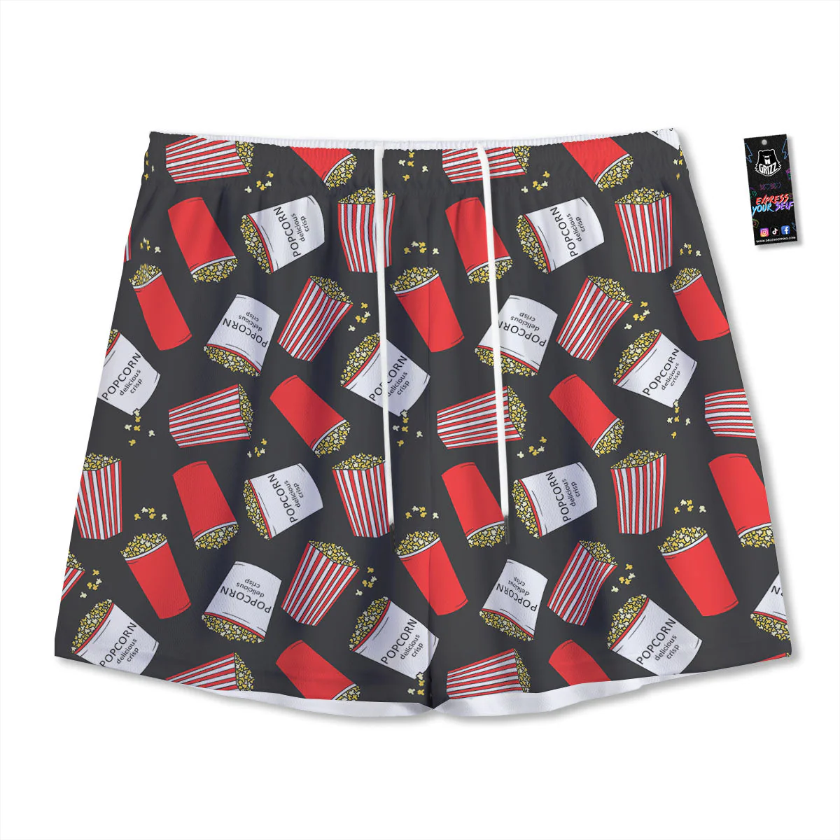 Popcorn Box Print Pattern Mesh Shorts