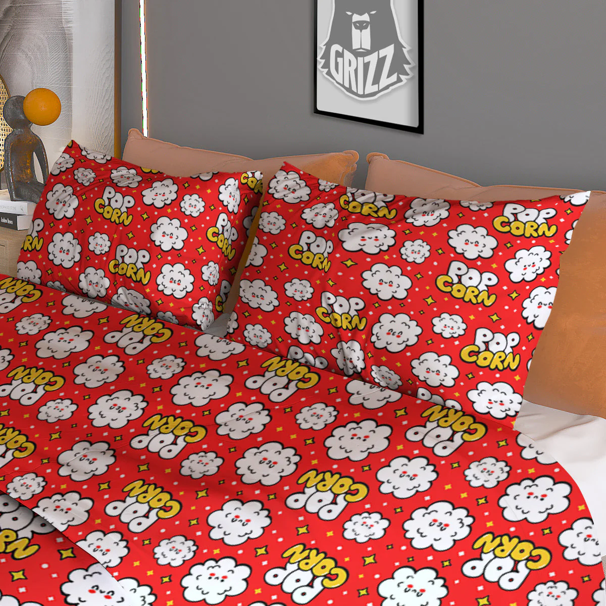 Popcorn Cute Print Pattern Duvet Cover Bedding Set - Image 3