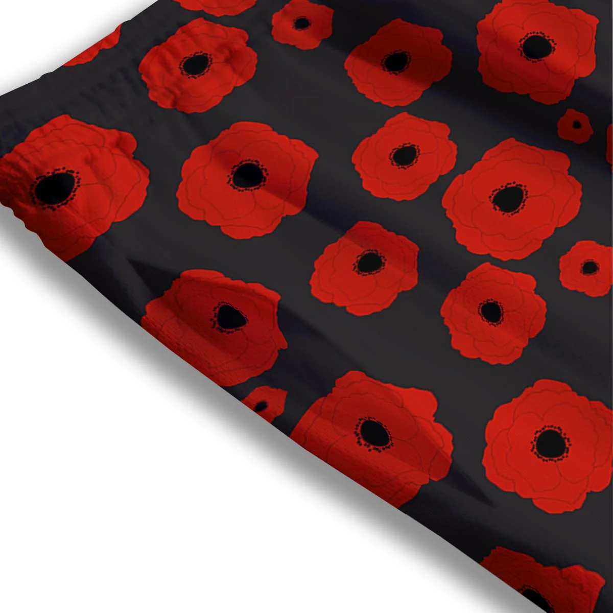 Poppy Red Print Pattern Mesh Shorts - Image 3