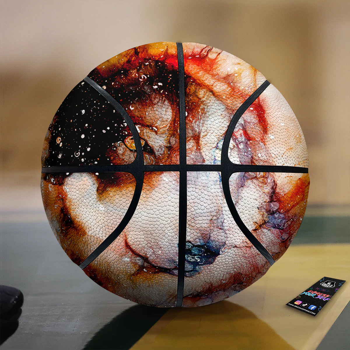 Portrait Cosmic Wolf Print Basketball
