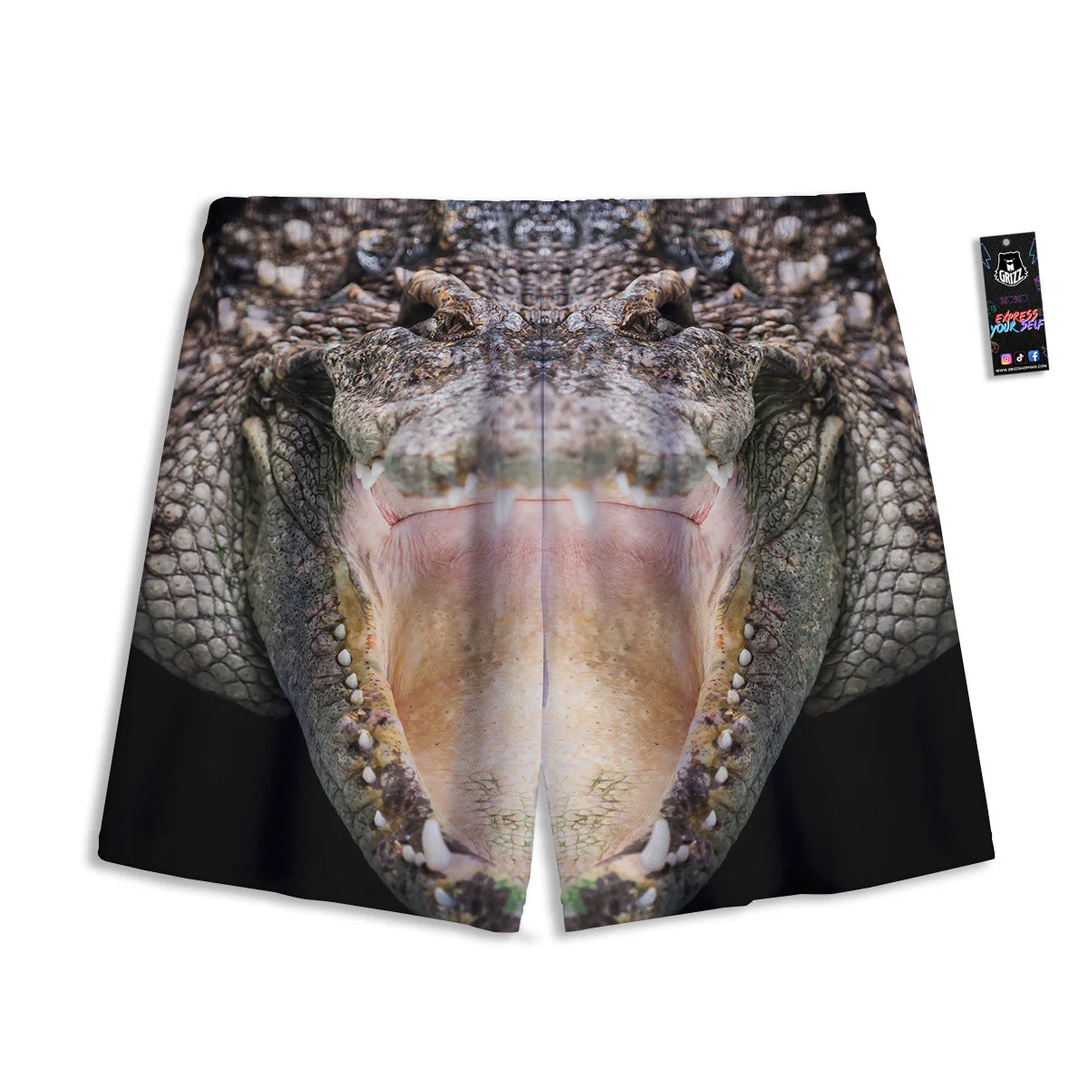 Portrait Crocodile Print Mesh Shorts - Image 2