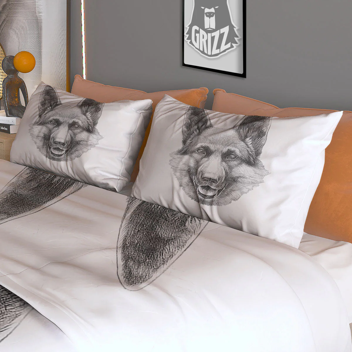 Portrait Dog German Shepherd Print Duvet Cover Bedding Set - Image 3