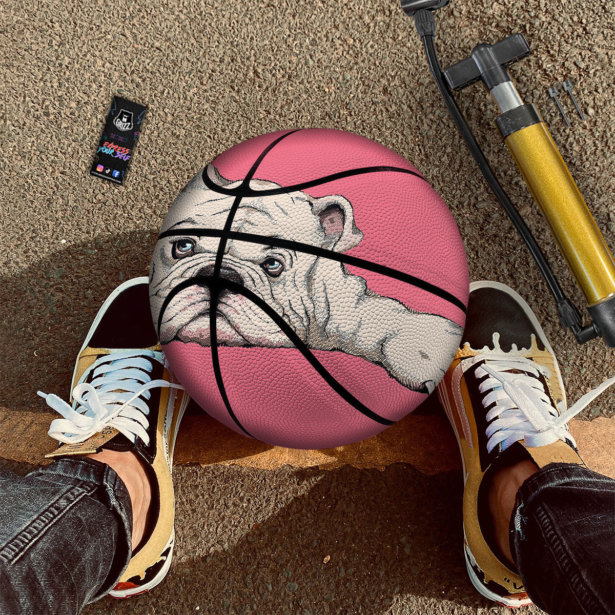 Portrait English Bulldog Print Basketball - Image 2
