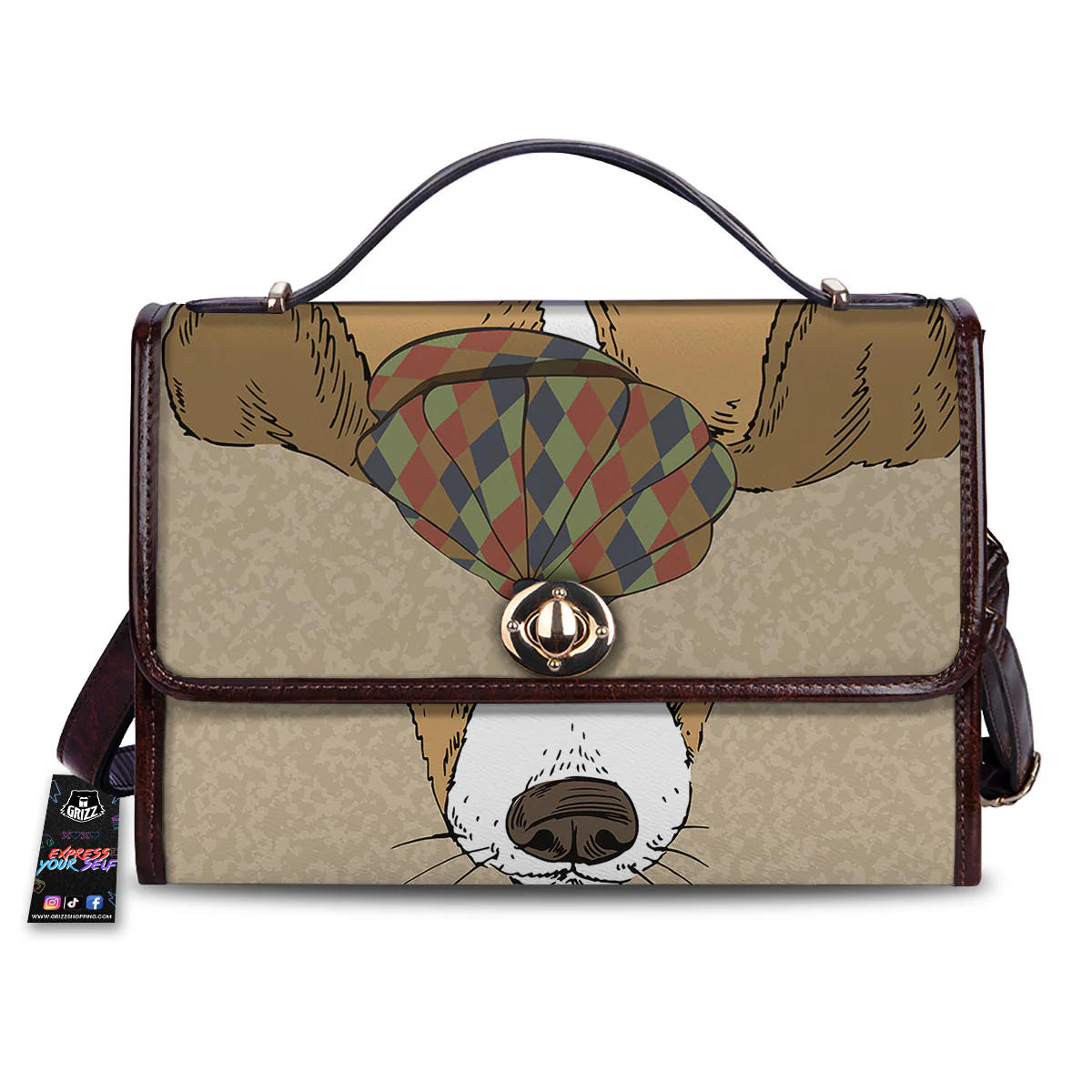 Portrait Jack Russell Terrier Print Women's Satchel Bag