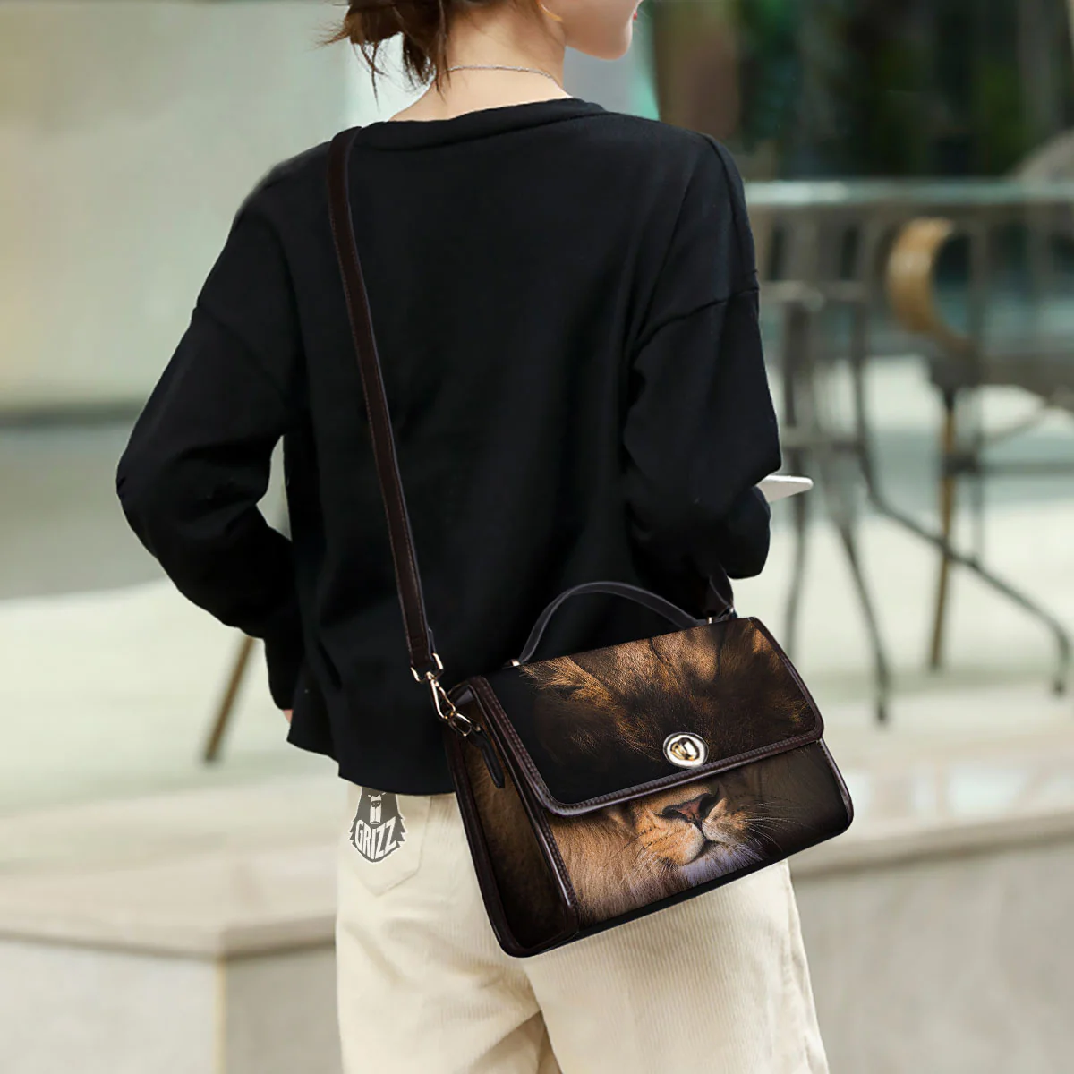 Portrait Leo Print Women's Satchel Bag - Image 3