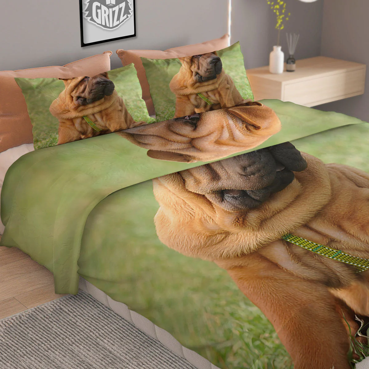 Portrait Shar Pei Print Duvet Cover Bedding Set - Image 2