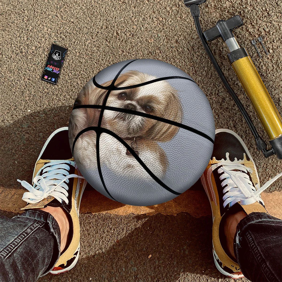 Portrait Shih Tzu Print Basketball - Image 2