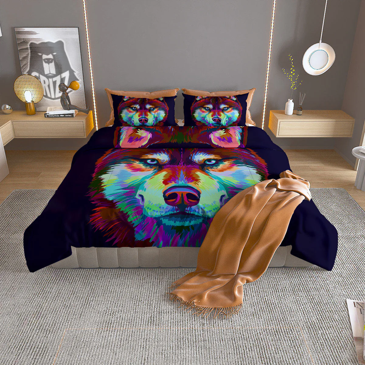 Portrait Siberian Husky Print Duvet Cover Bedding Set