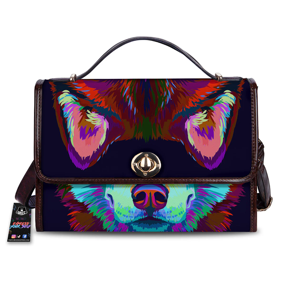 Portrait Siberian Husky Print Women's Satchel Bag