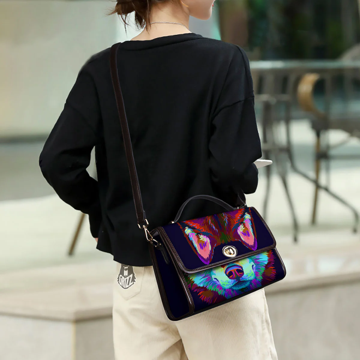 Portrait Siberian Husky Print Women's Satchel Bag - Image 3