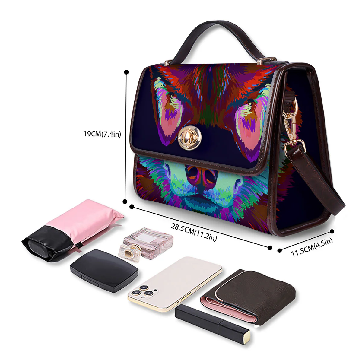 Portrait Siberian Husky Print Women's Satchel Bag - Image 4