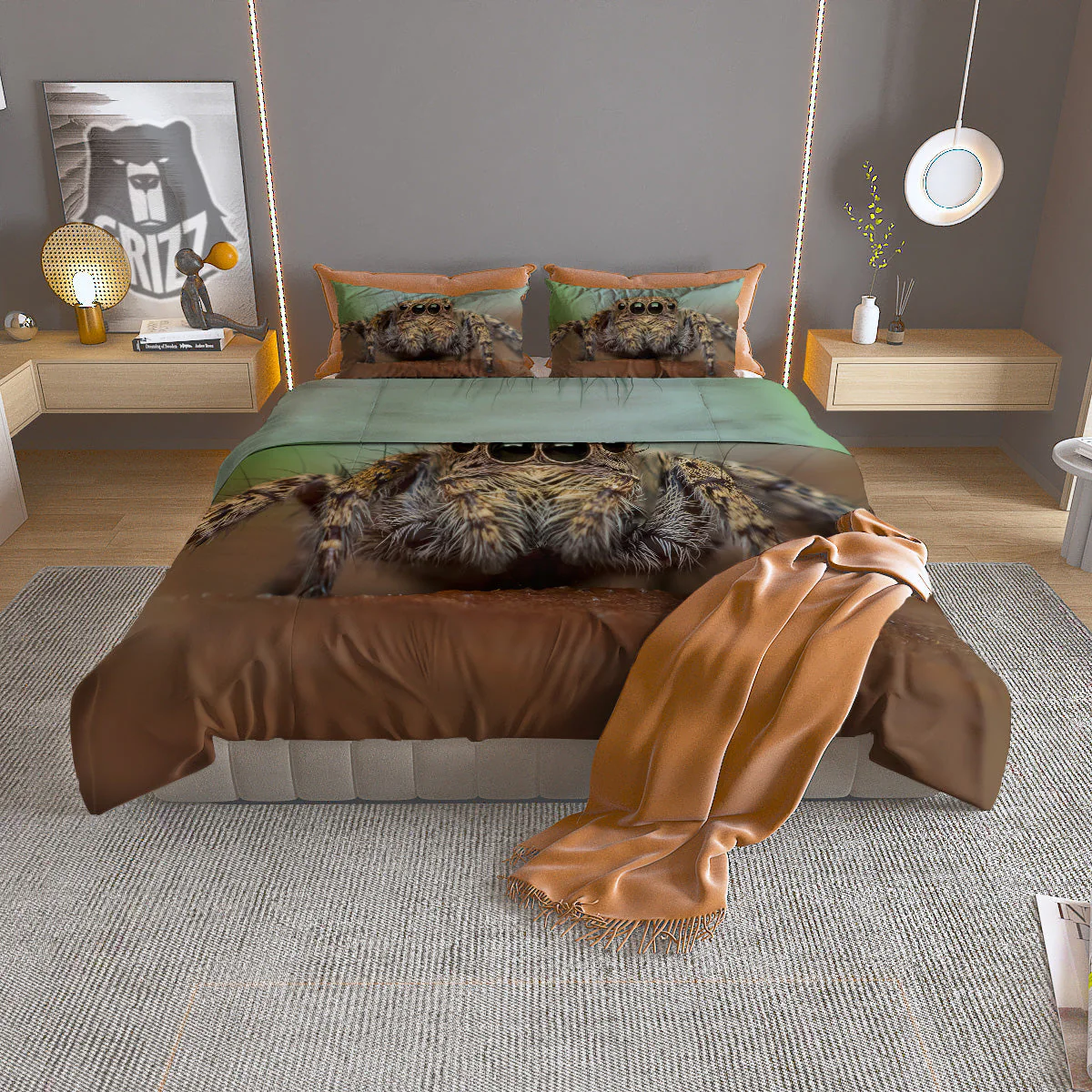 Portrait Spider Print Duvet Cover Bedding Set