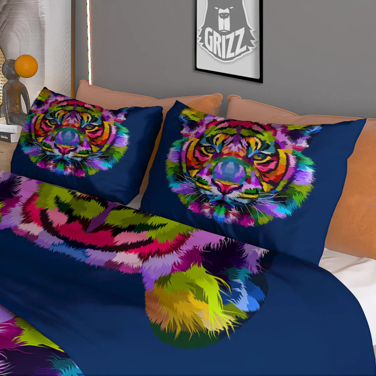 Portrait Tiger Colorful Print Duvet Cover Bedding Set - Image 3