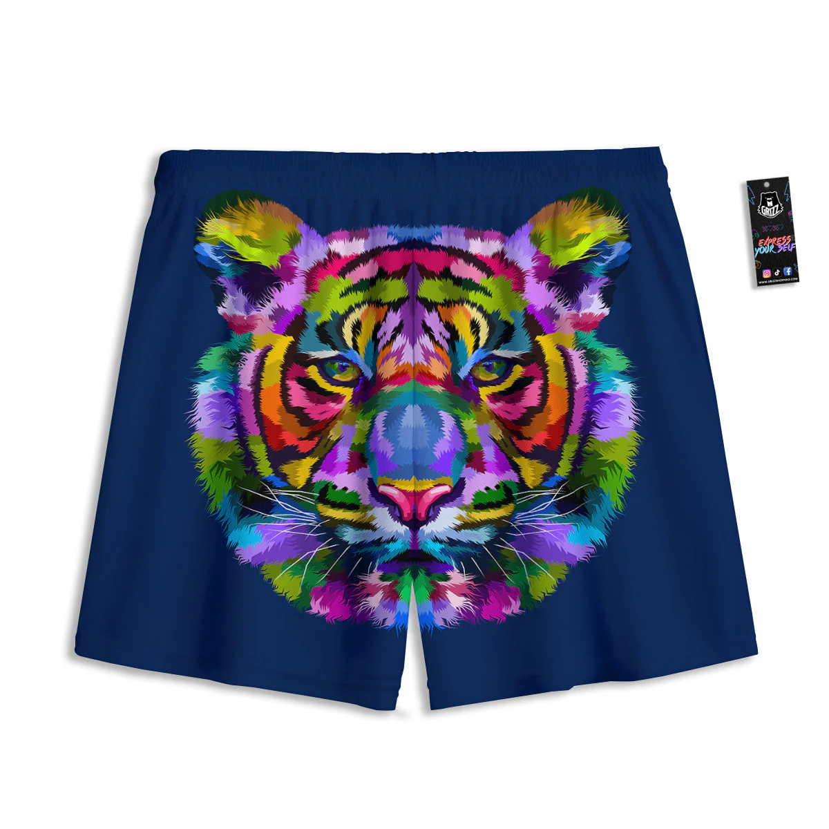 Portrait Tiger Colorful Print Mesh Shorts - Image 2