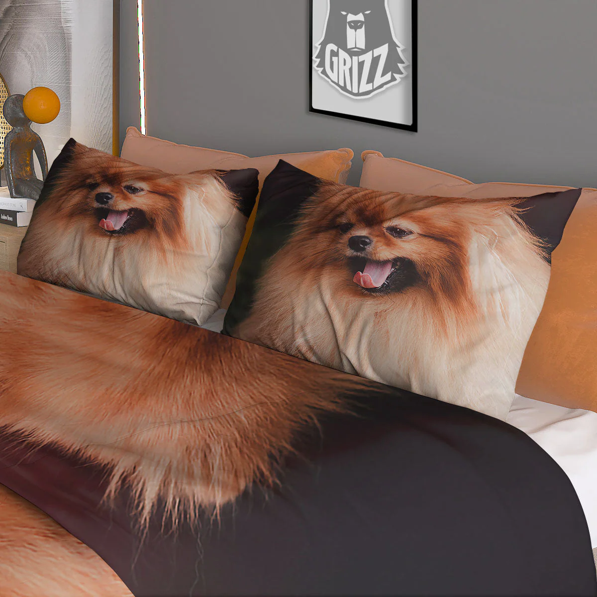 Portrait Vintage Pomeranian Duvet Cover Bedding Set - Image 3