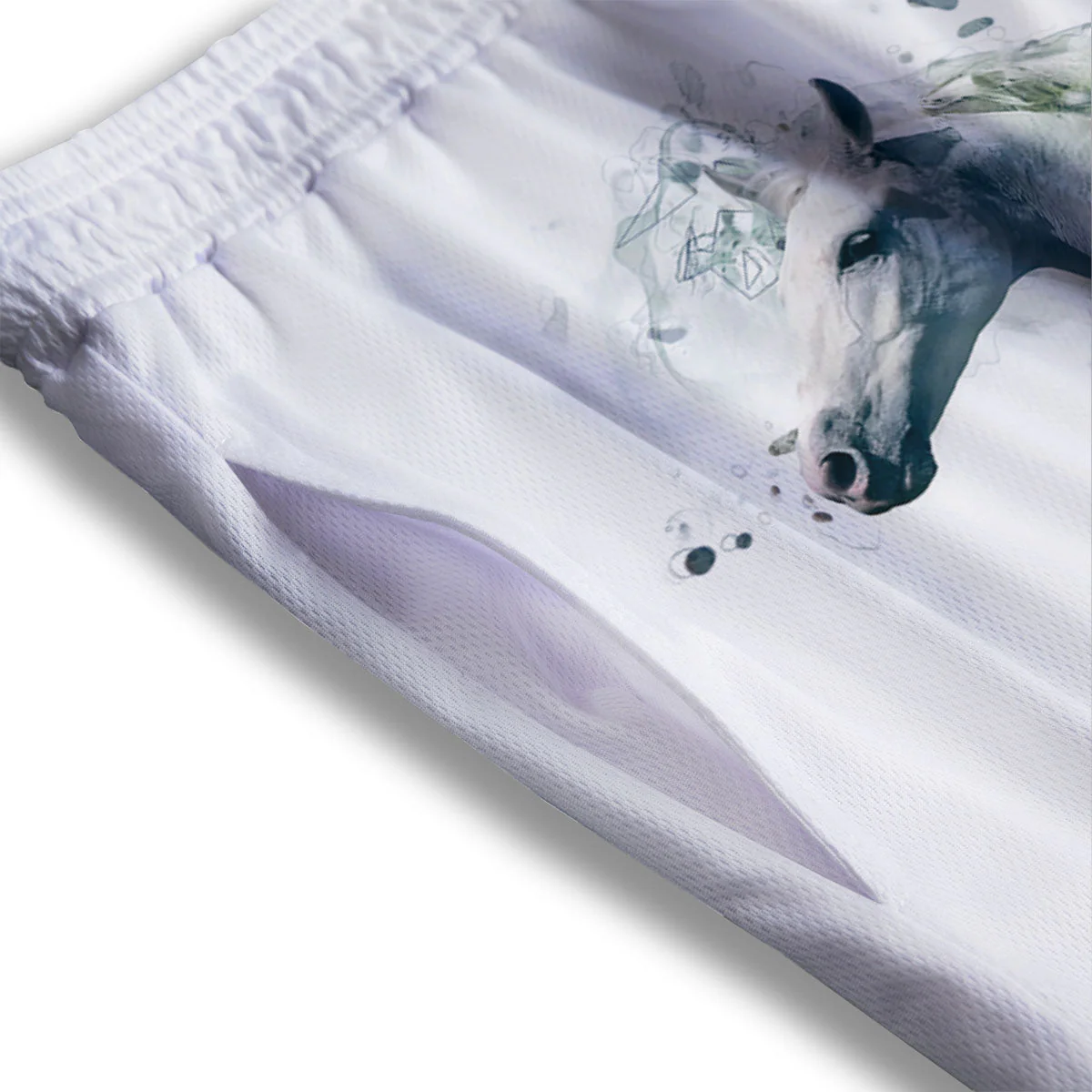 Portrait White Horse Print Mesh Shorts - Image 3