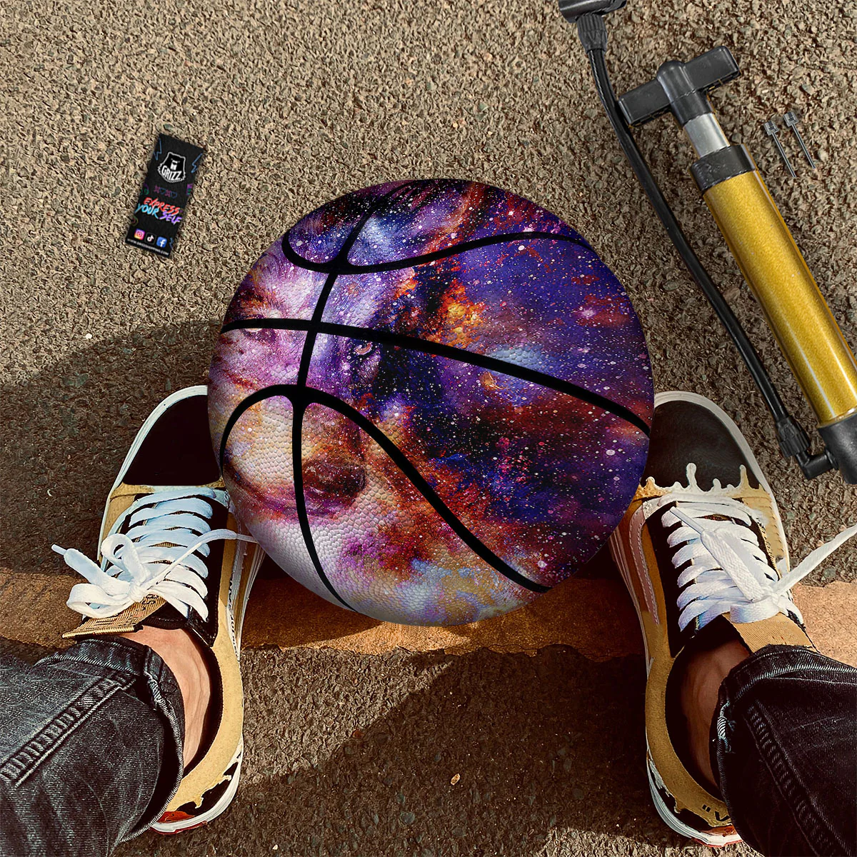 Portrait Wolf Galaxy Print Basketball - Image 2