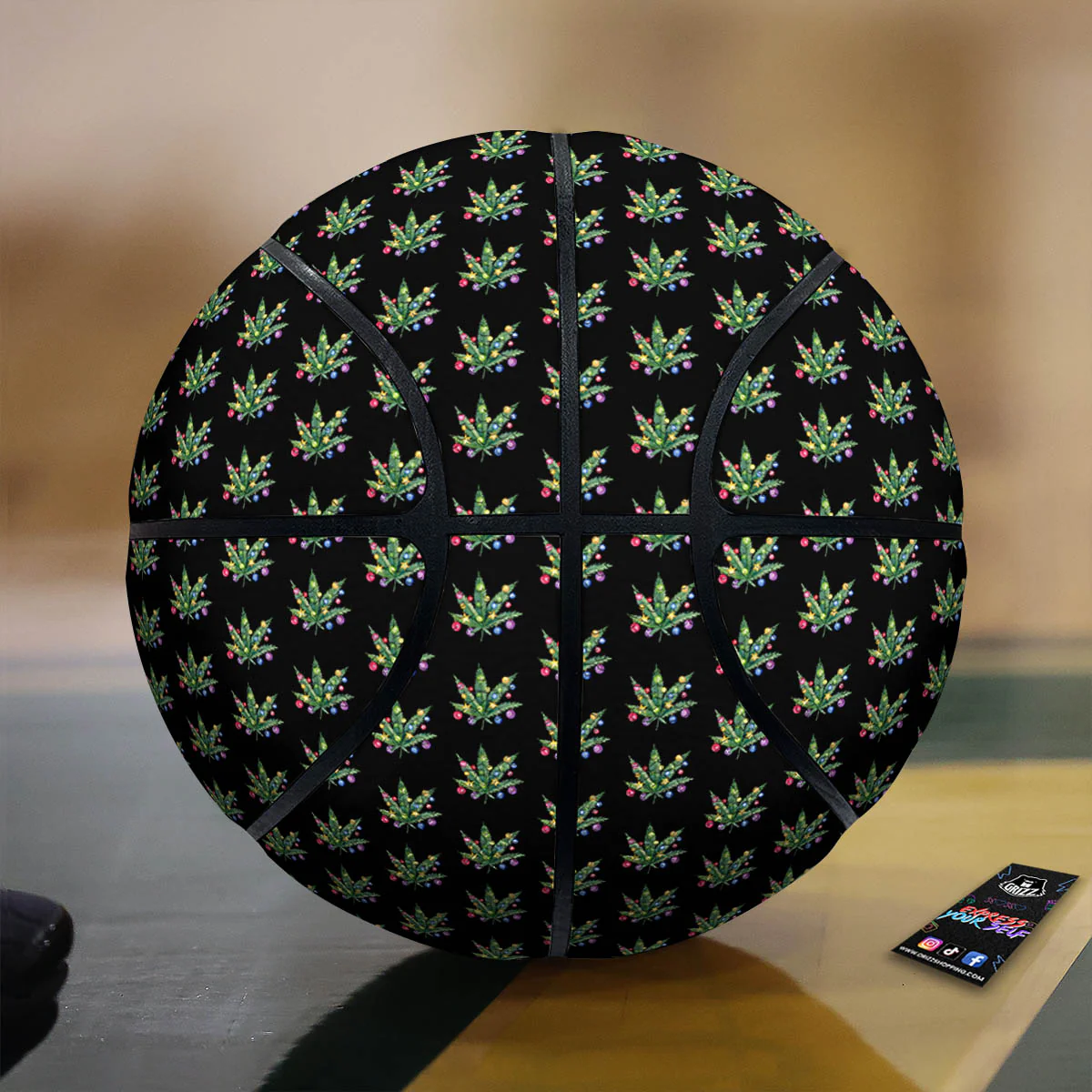 Pot Leaf Christmas Print Pattern Basketball