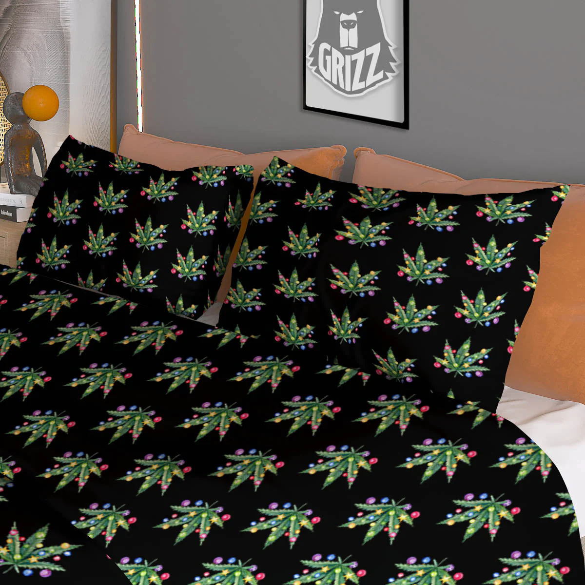Pot Leaf Christmas Print Pattern Duvet Cover Bedding Set - Image 3