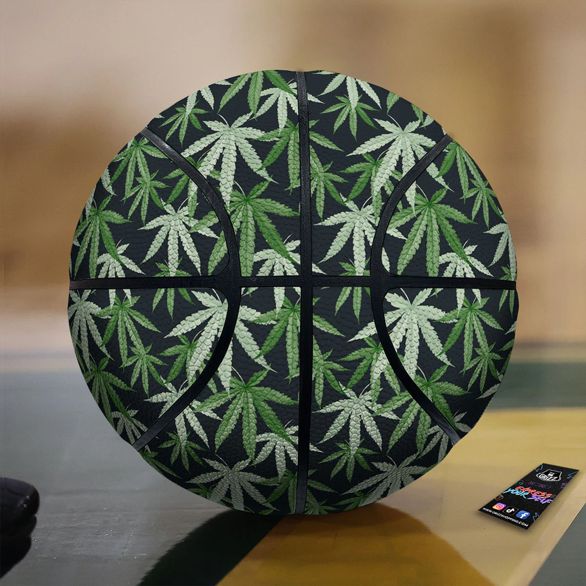 Pot Leaf Green Print Pattern Basketball