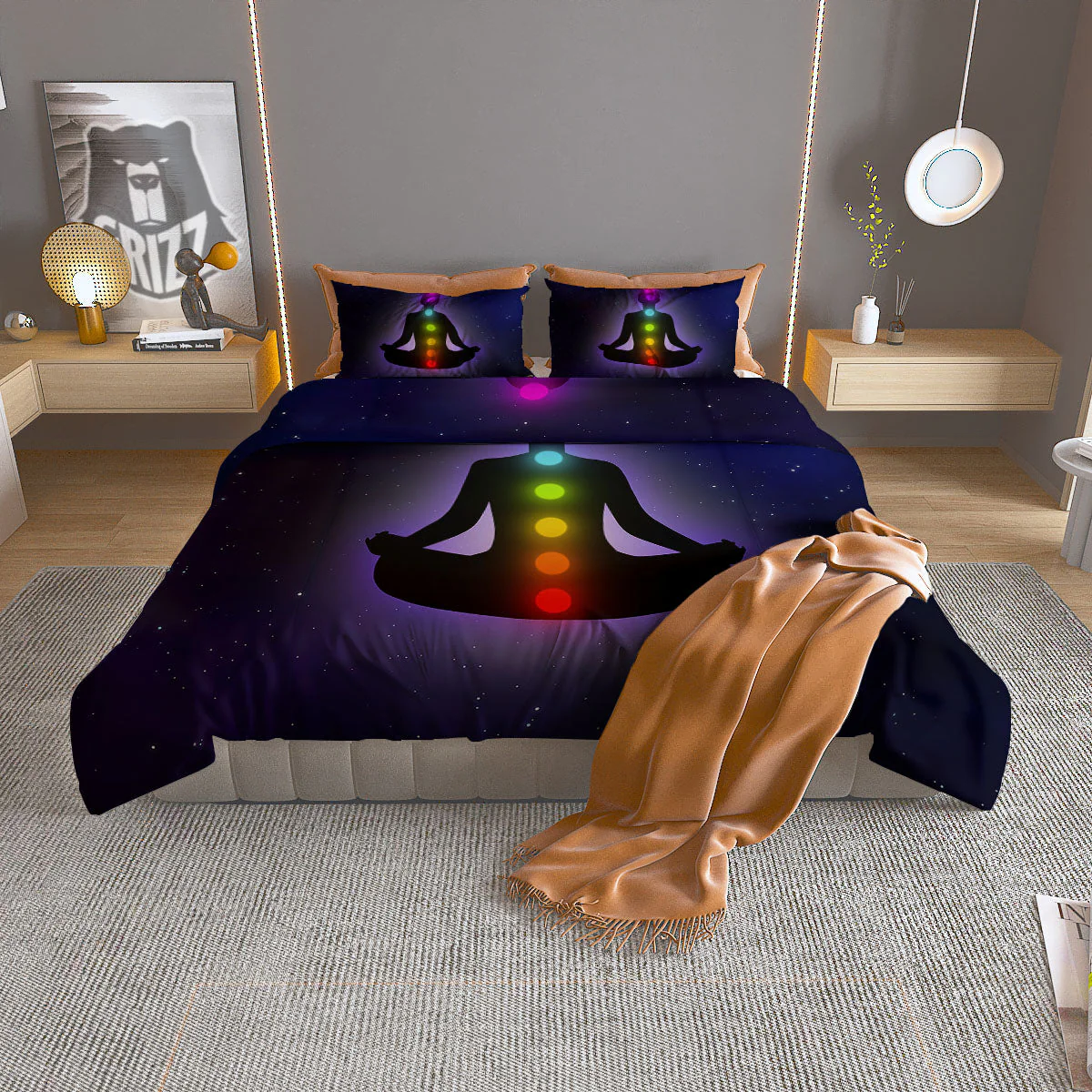 Power Of Seven Chakras Print Duvet Cover Bedding Set