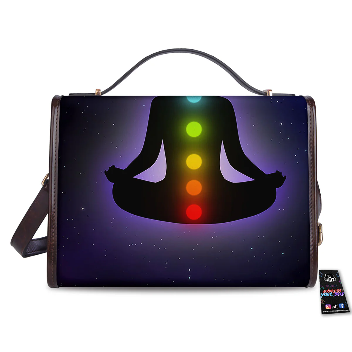 Power Of Seven Chakras Print Women's Satchel Bag - Image 2