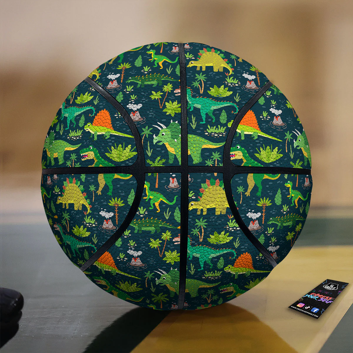 Prehistoric Plants And Dinosaur Print Basketball