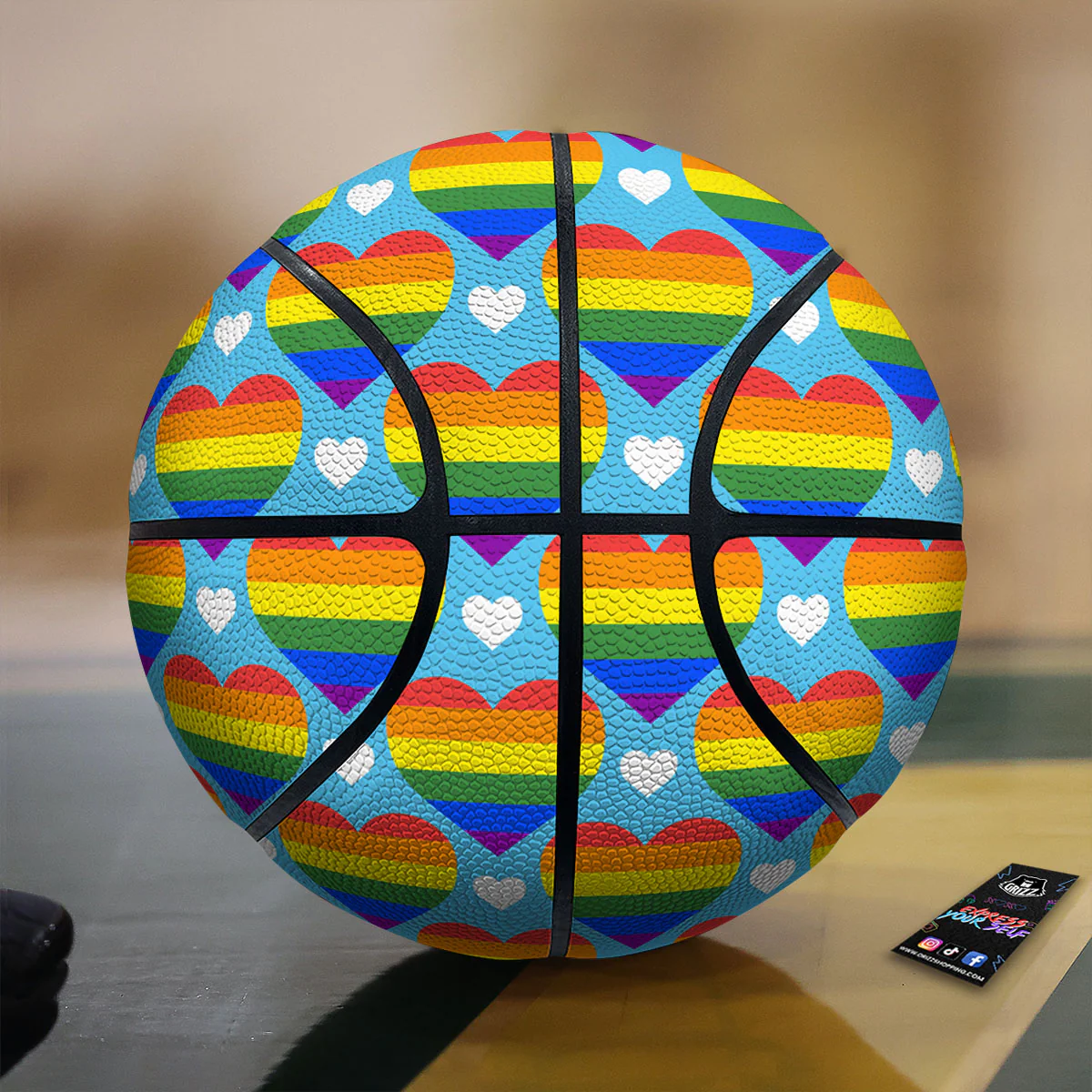 Pride Heart Rainbow LGBT Print Pattern Basketball
