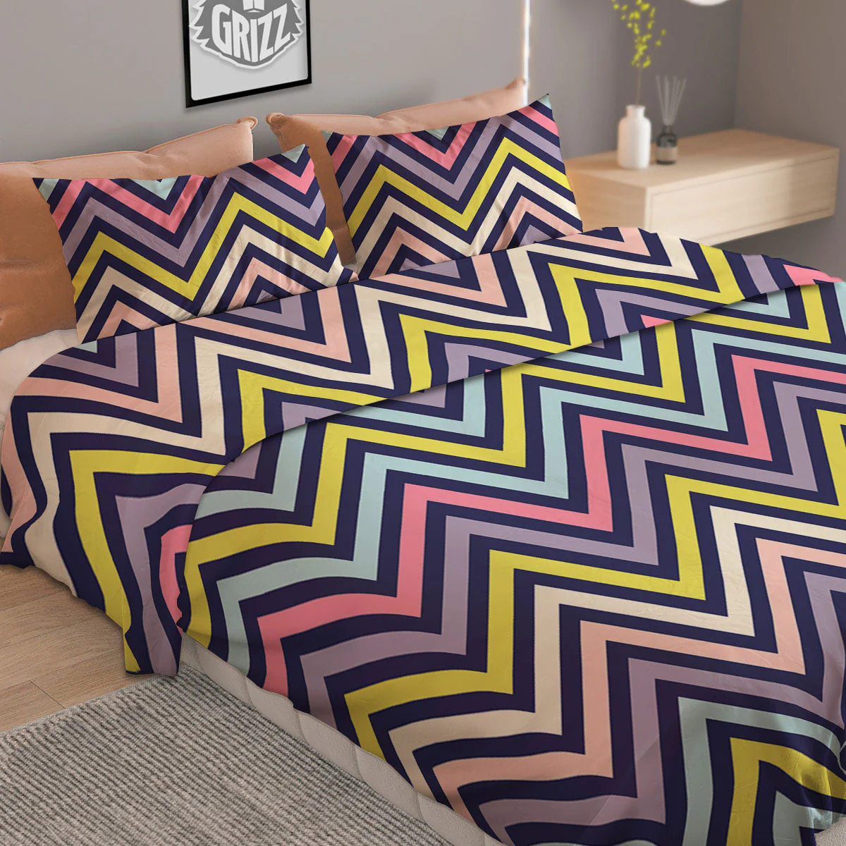Pride Zigzag Rainbow Gay Print Pattern Duvet Cover Bedding Set - Image 2
