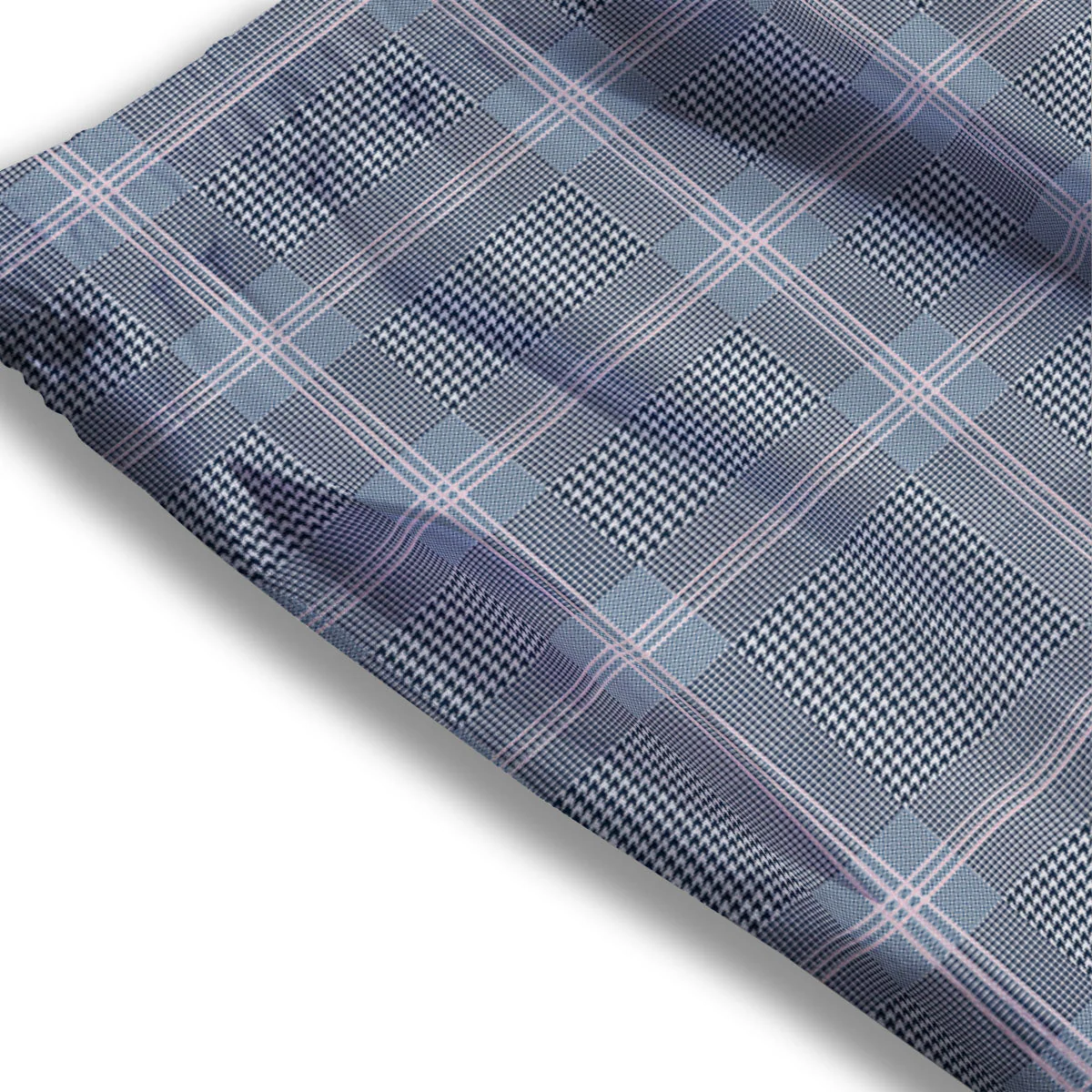 Prince of Wales Navy Blue Check Print Mesh Shorts - Image 3