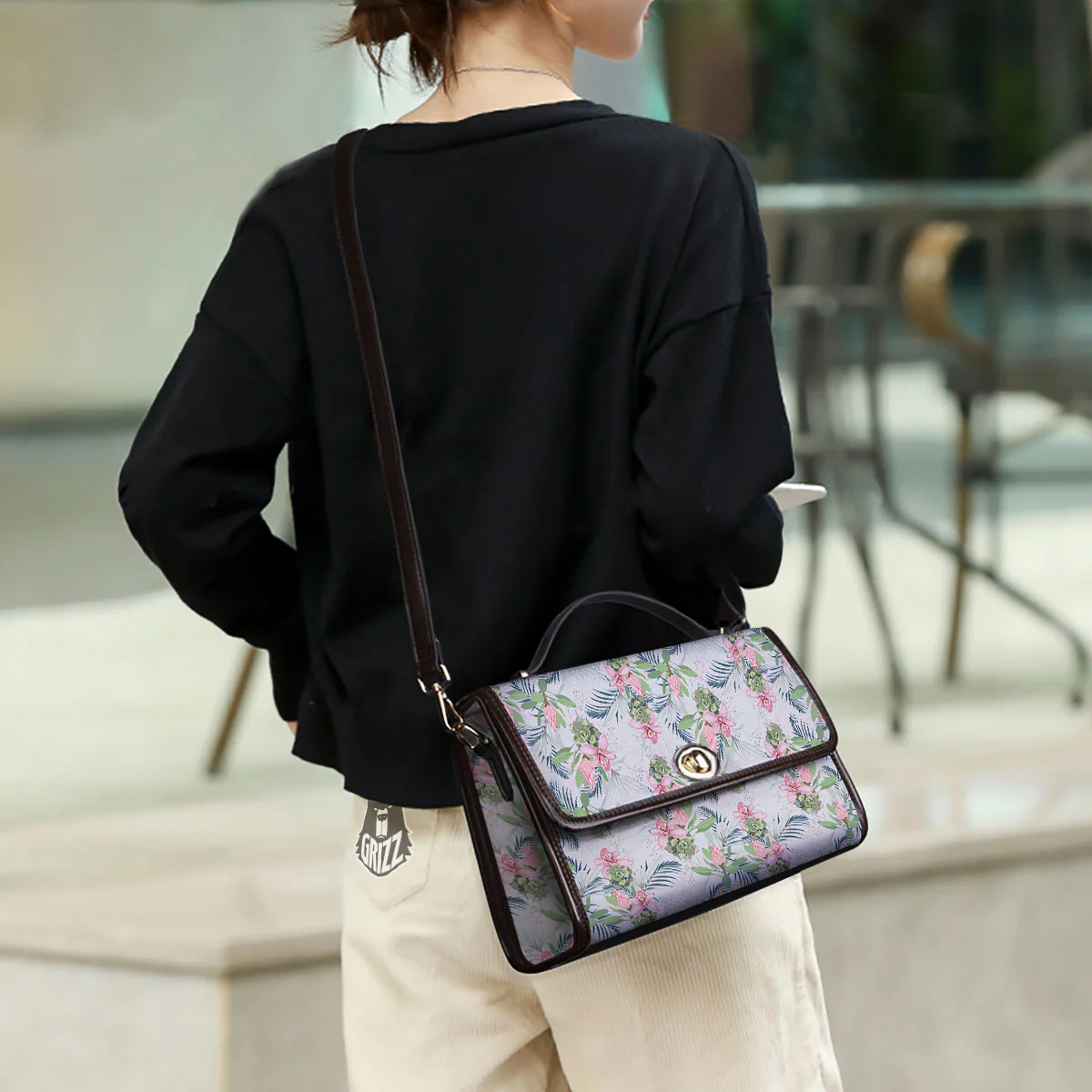 Protea Pink Print Pattern Women's Satchel Bag - Image 3