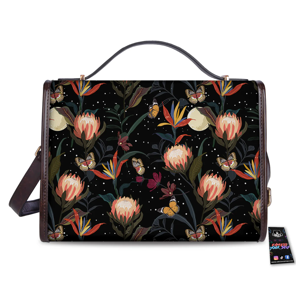 Protea Watercolor Print Pattern Women's Satchel Bag - Image 2