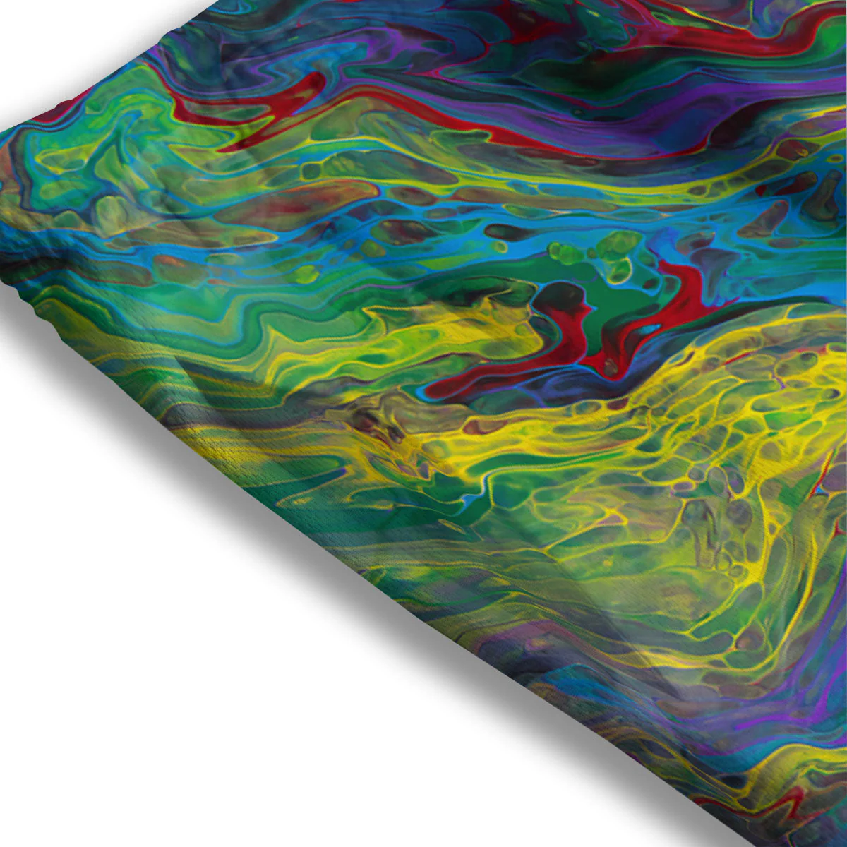 Psychedelic Abstract Print Mesh Shorts - Image 3