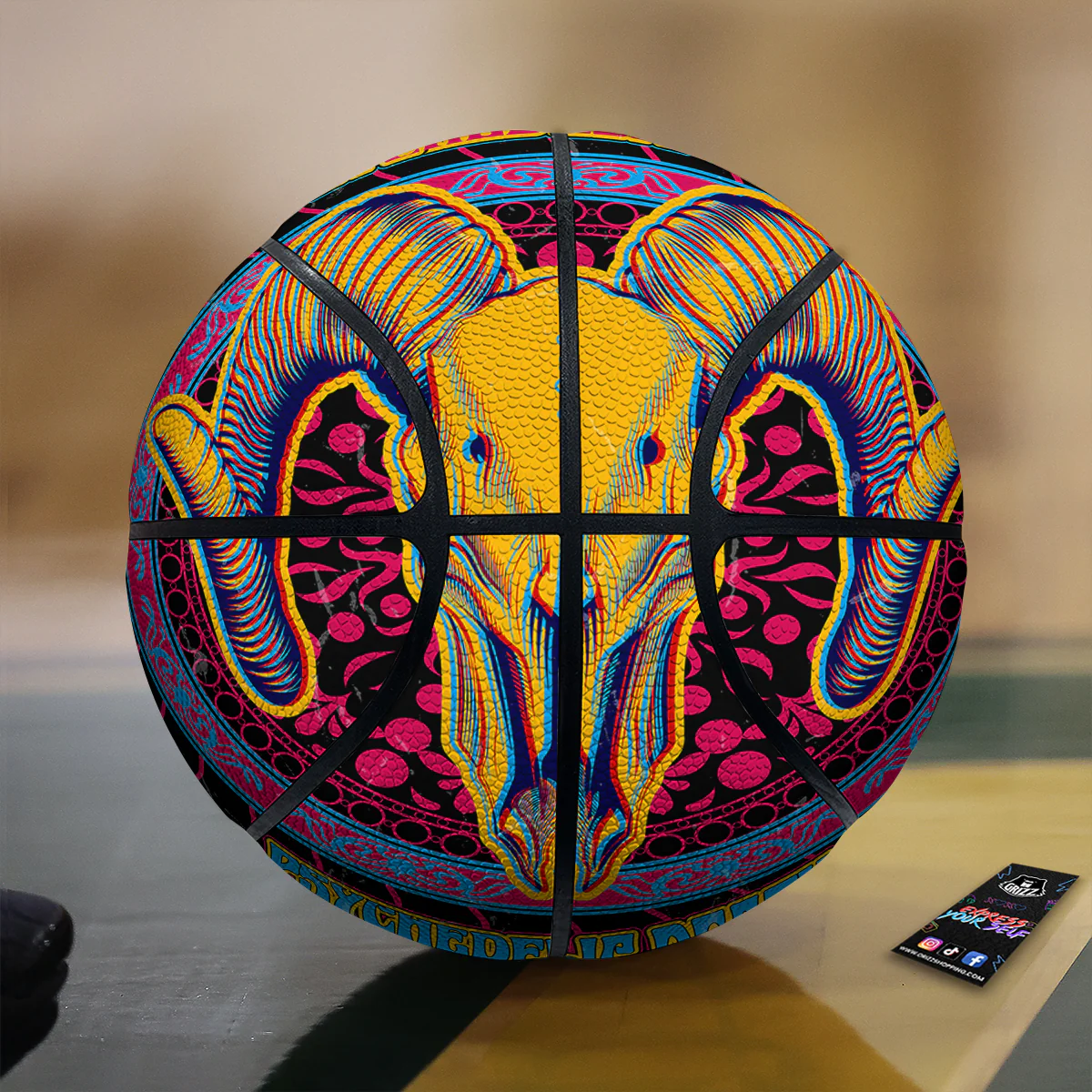 Psychedelic And Ram Skull Print Basketball