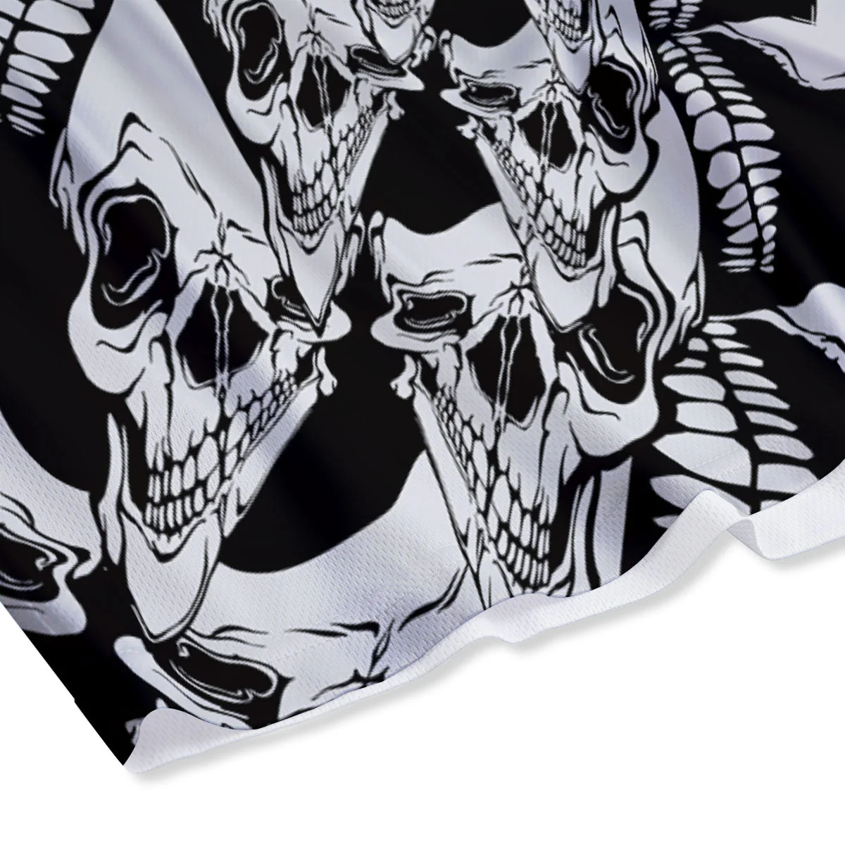 Psychedelic Black And White Skull Print Mesh Shorts - Image 4