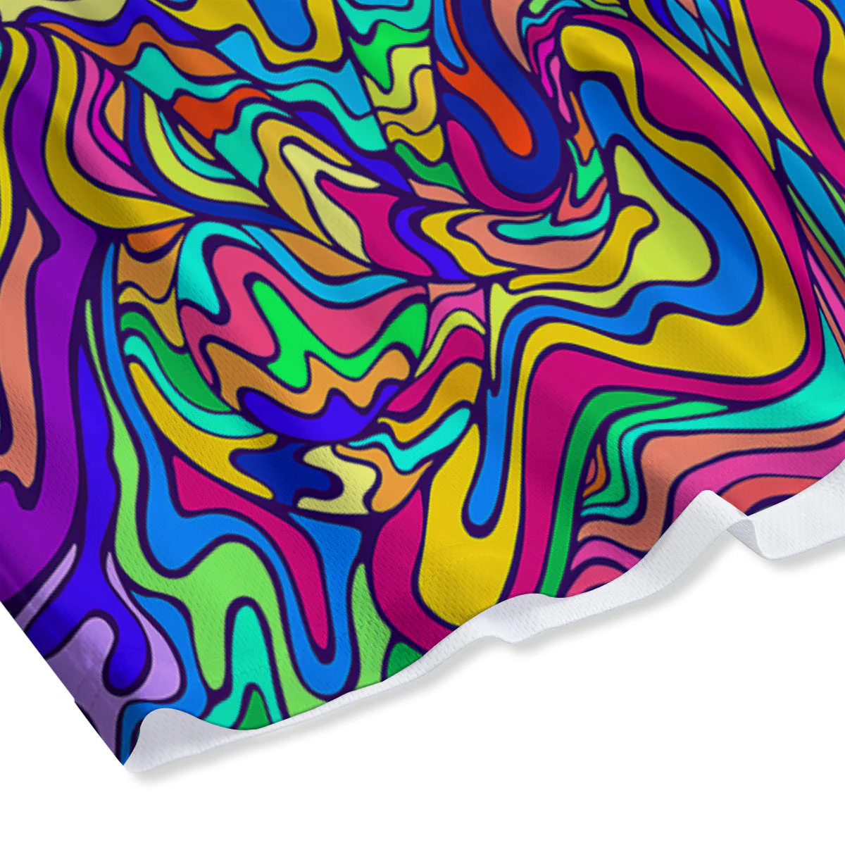 Psychedelic Colorful Fractal Mirror Print Mesh Shorts - Image 4