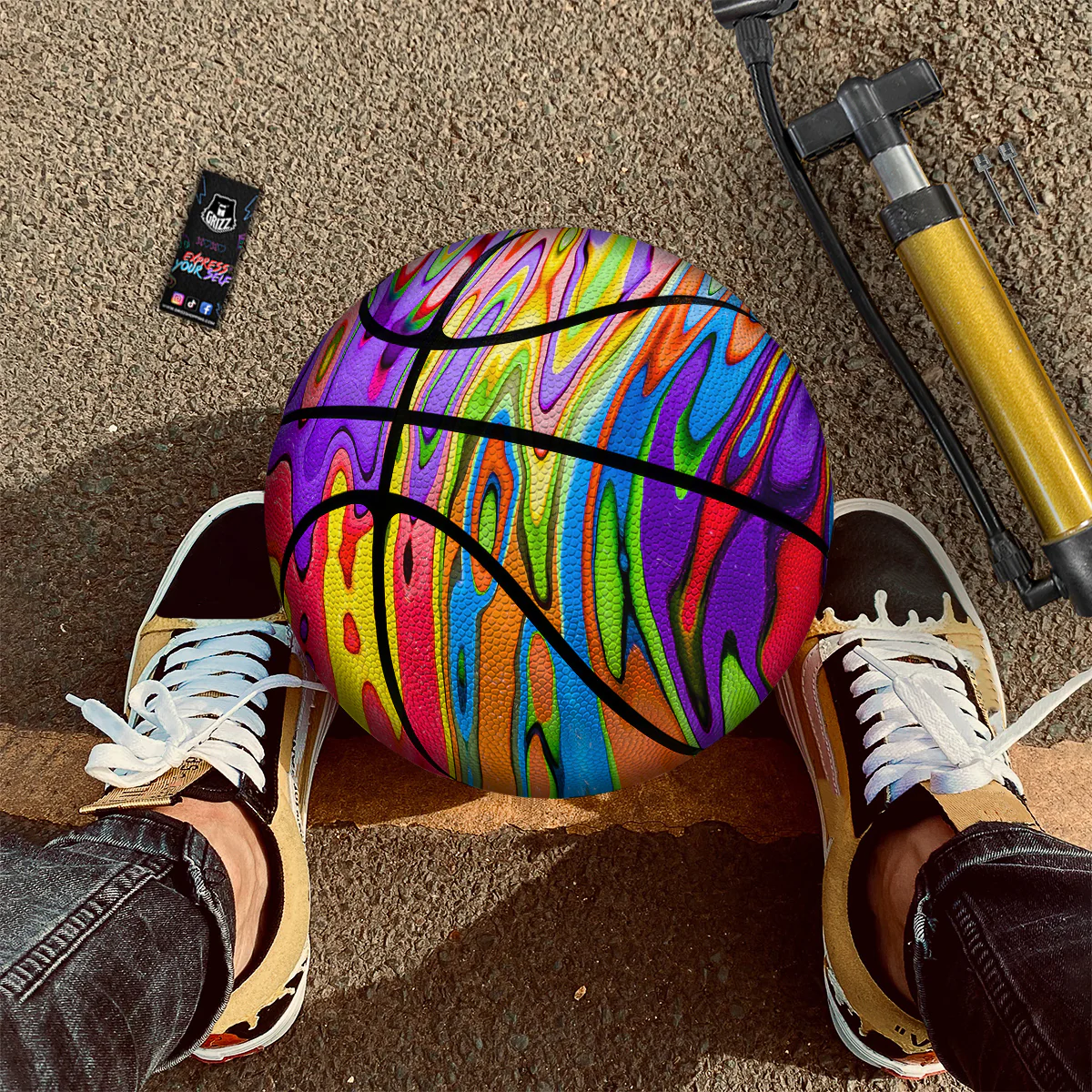 Psychedelic Colorful Print Basketball - Image 2