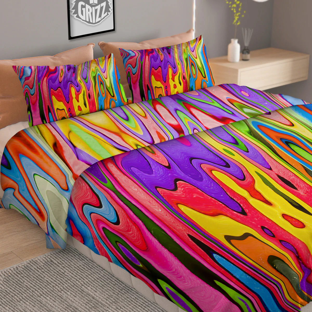 Psychedelic Colorful Print Duvet Cover Bedding Set - Image 2