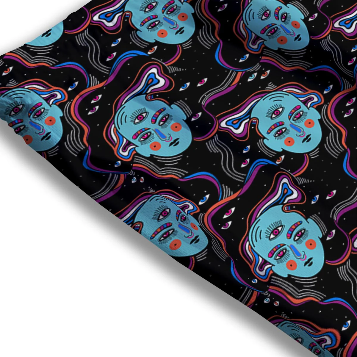 Psychedelic Hippie Retro Print Pattern Mesh Shorts - Image 3