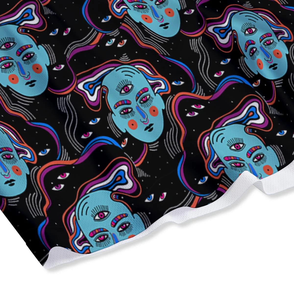 Psychedelic Hippie Retro Print Pattern Mesh Shorts - Image 4