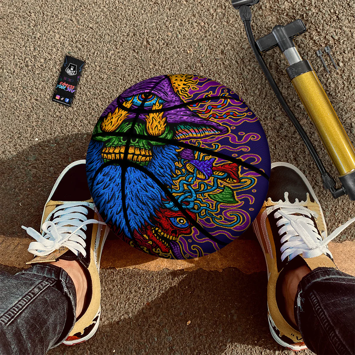 Psychedelic Magic Mushroom Print Basketball - Image 2