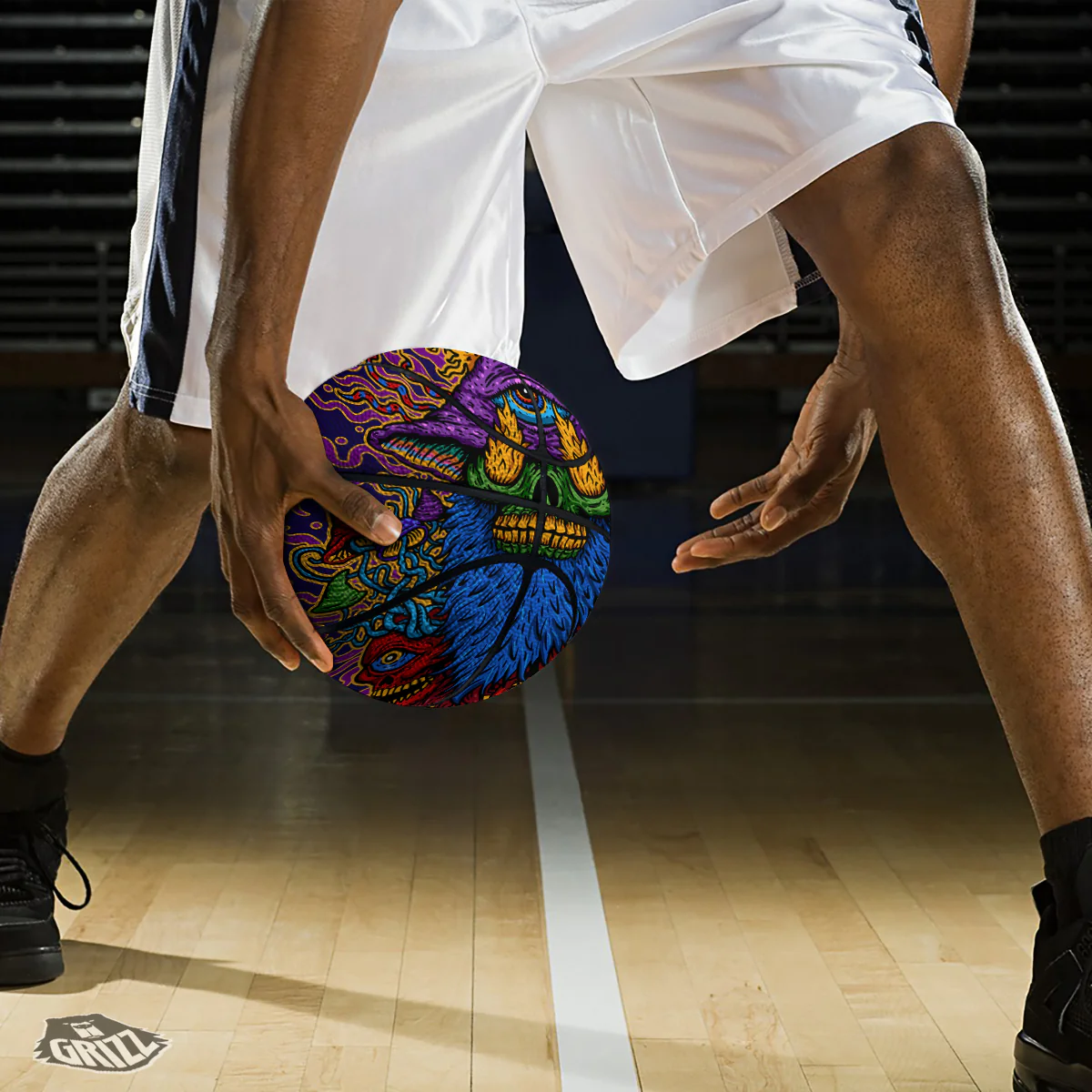 Psychedelic Magic Mushroom Print Basketball - Image 3