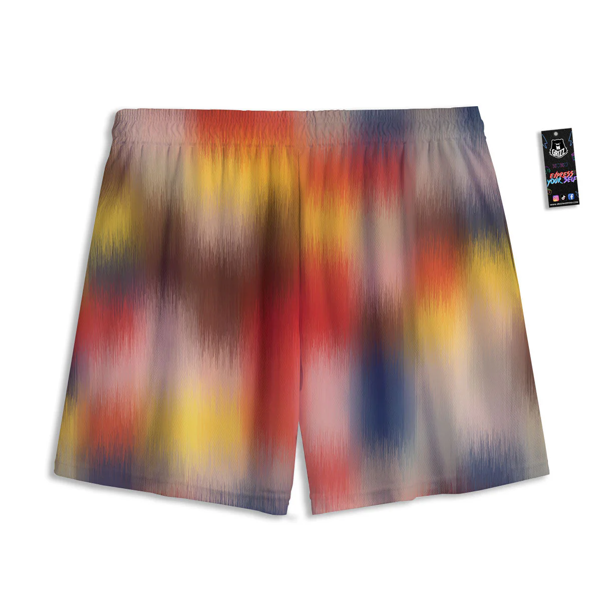 Psychedelic Multicolor Print Mesh Shorts - Image 2