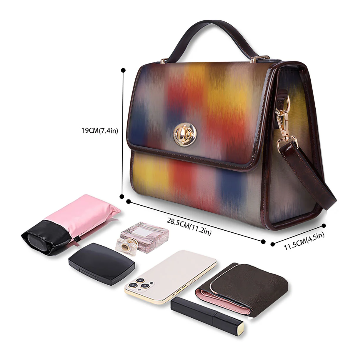Psychedelic Multicolor Print Women's Satchel Bag - Image 4
